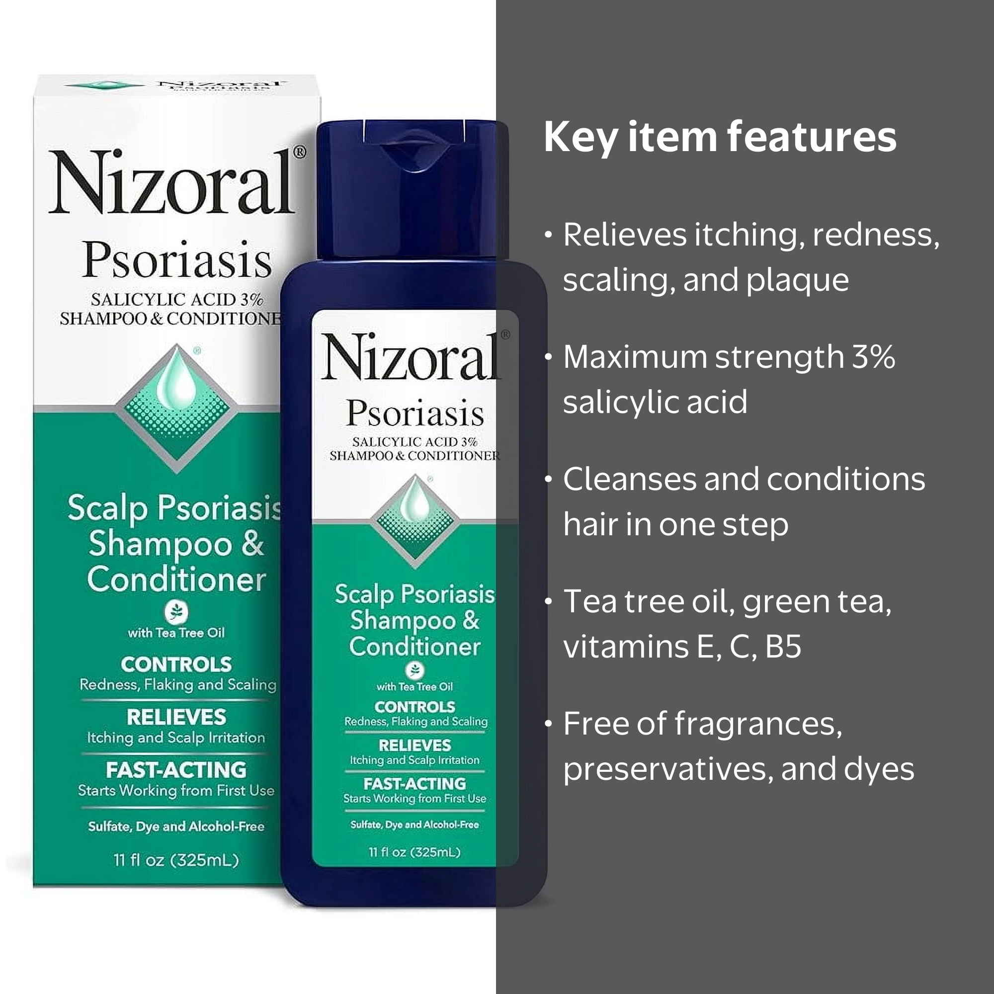 Nizoral Scalp Psoriasis Shampoo Conditioner 11 oz for All Hair