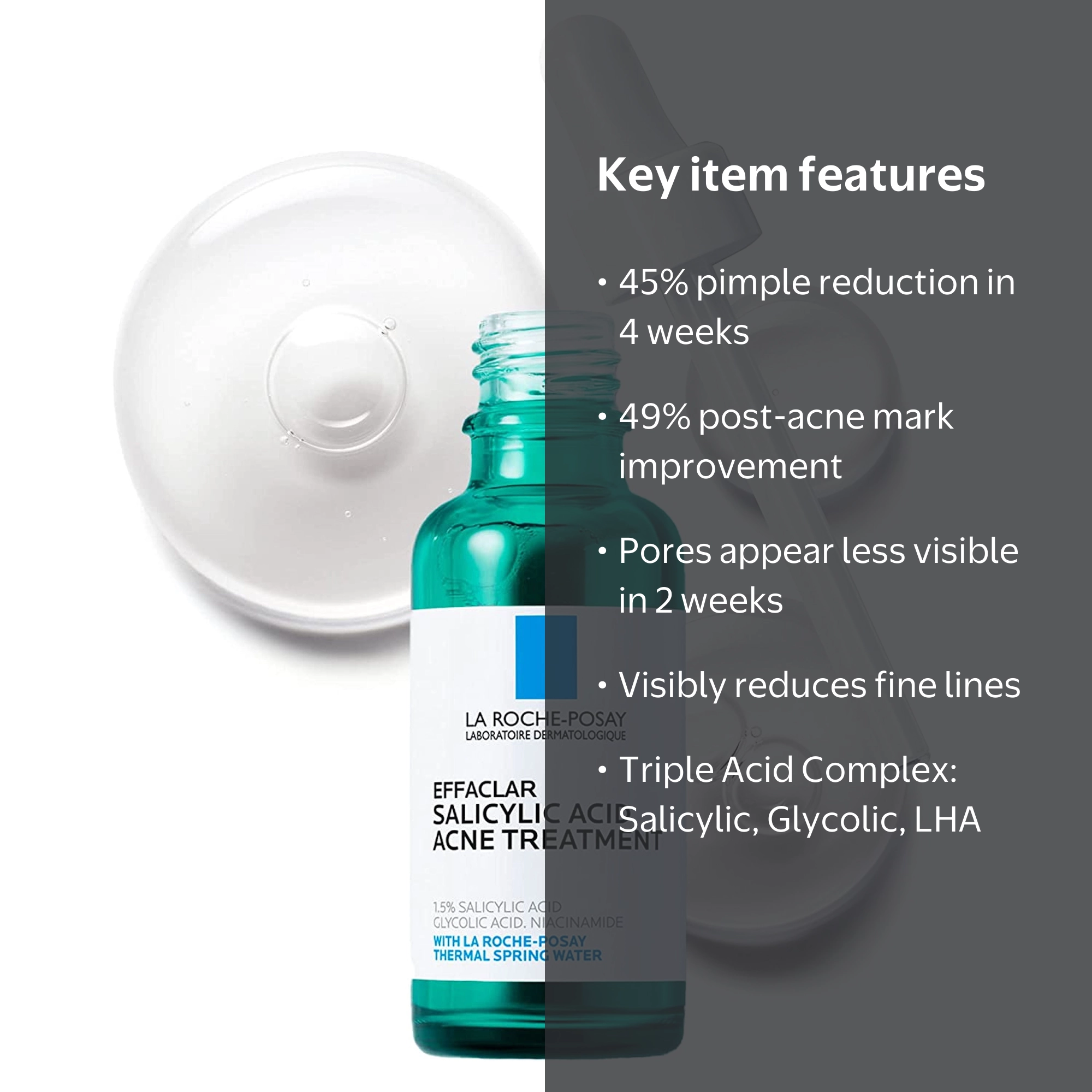 La Roche-Posay Effaclar Salicylic Acid Acne Treatment Serum, 1.0