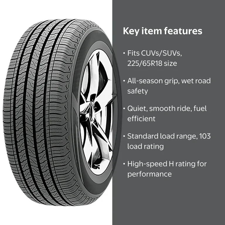 Dcenti Wheel, Passenger Tire, 225/65R18 103H, All Season Black