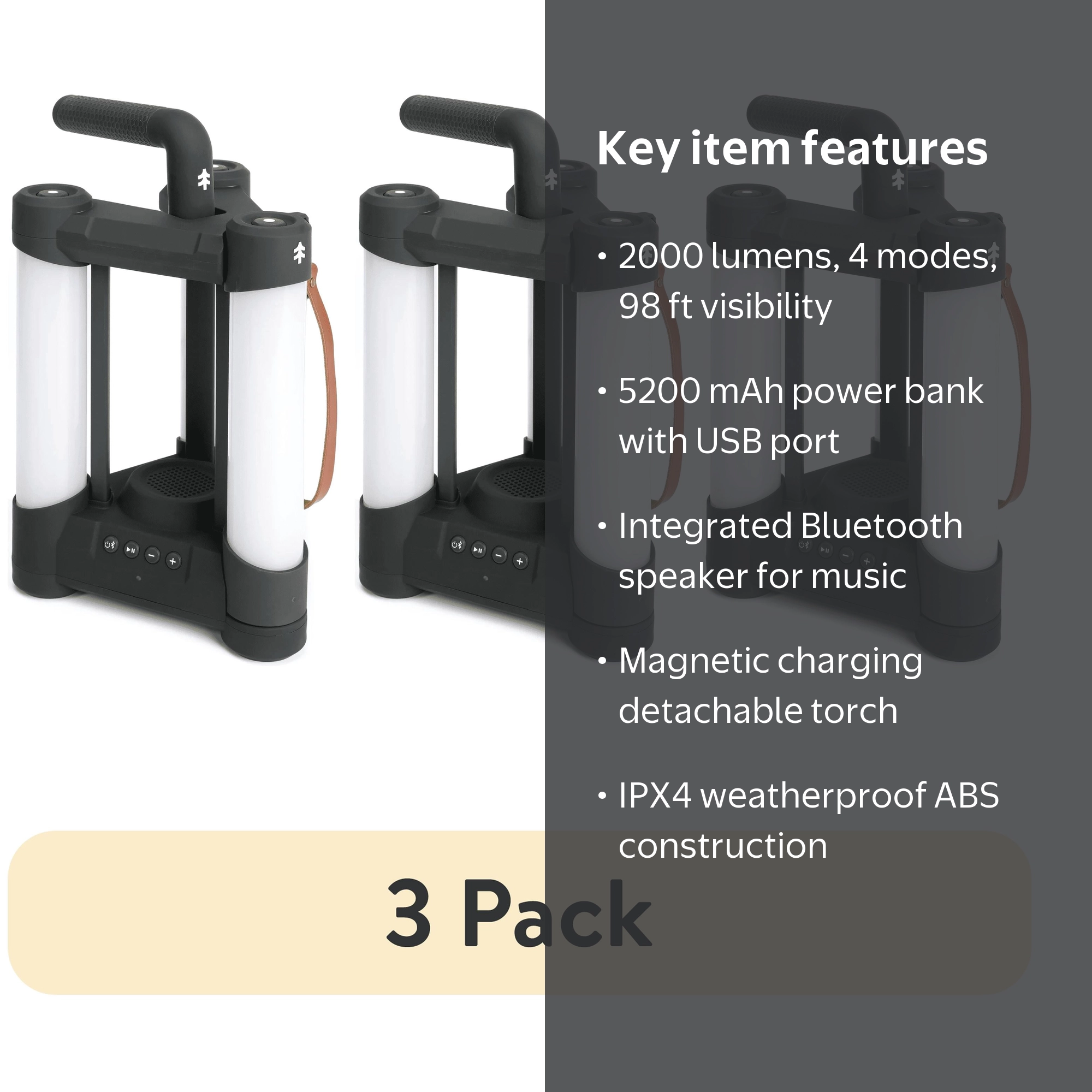 Swiss Tech 2000LM Rechargeable LED Lantern Bluetooth Speaker