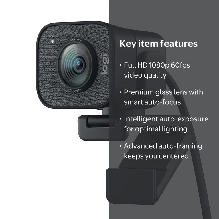 Logitech StreamCam Plus, Full HD 1080p 60fps, Auto-Focus Webcam