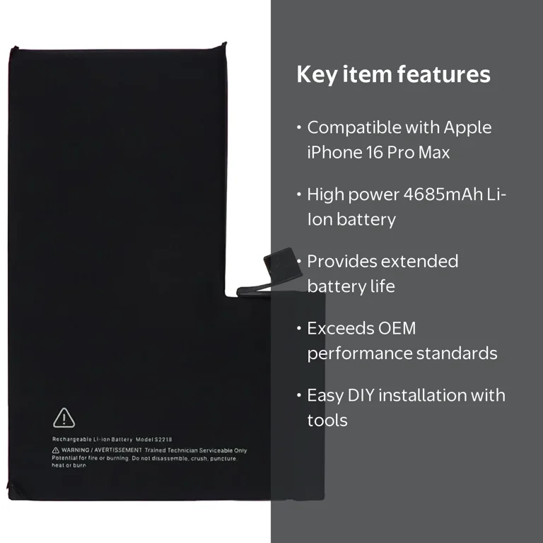 KIQ Replacement Battery, 4685mAh for Apple iPhone 16 Pro Max