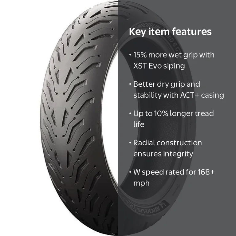 Michelin Road 6 GT Rear Tire 180/55/ZR17 (51006) - Enhanced Wet Michelin Road 6 GT Rear Tire 180/55/ZR17 (51006) - Enhanced Wet