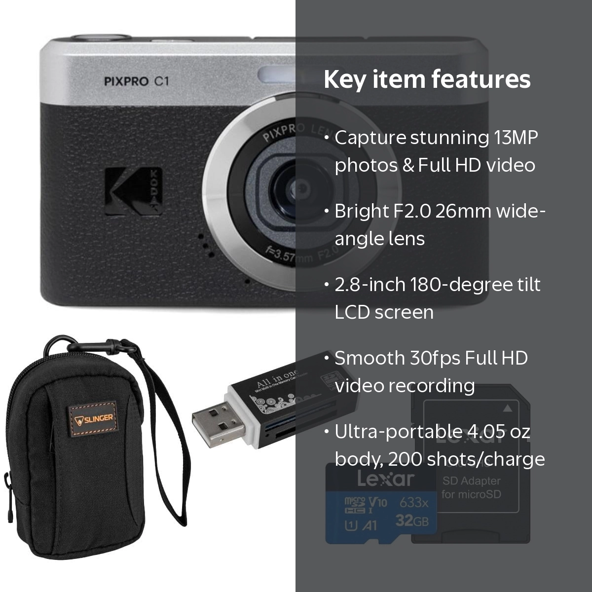 Kodak PIXPRO C1 Friendly Zoom 13MP Full HD Digital Camera