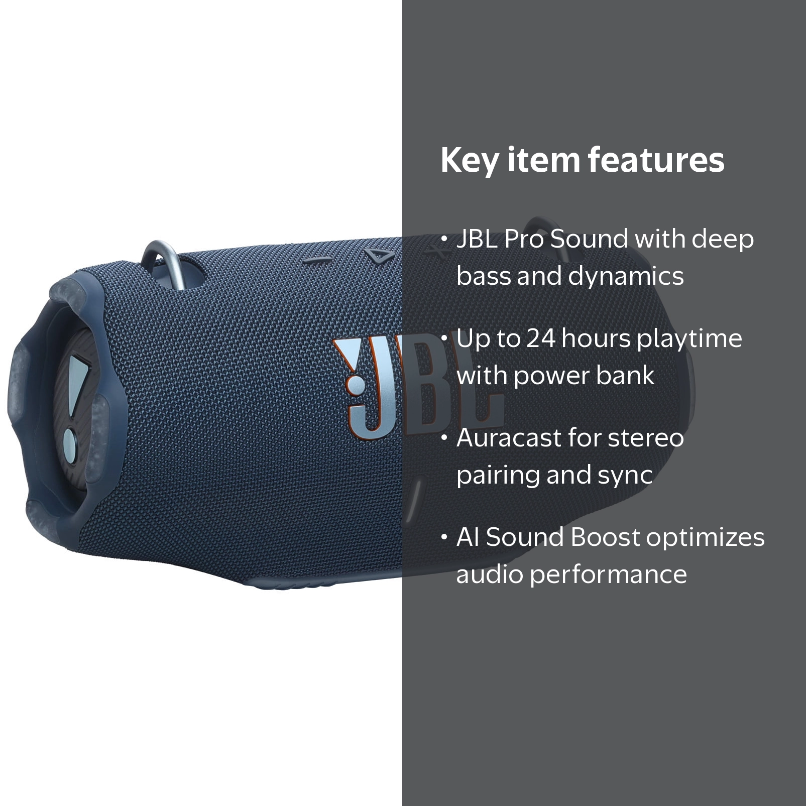 JBL, Xtreme 4 Portable Waterproof Speaker, Blue, 24 hours playtime