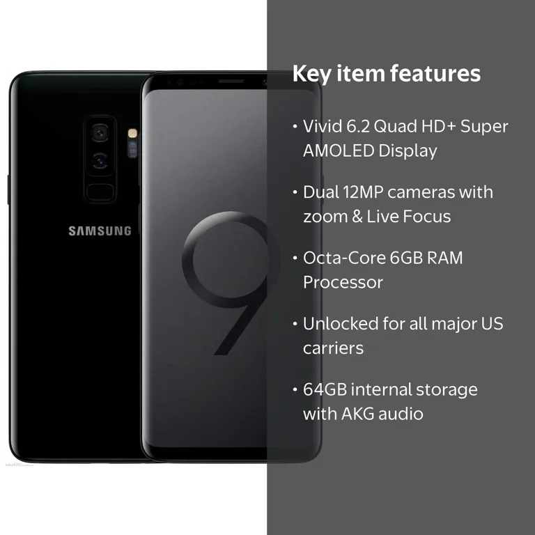 SAMSUNG Galaxy S9+ 64GB 6GB RAM, 6.2 Display, Unlocked - T-Mobile