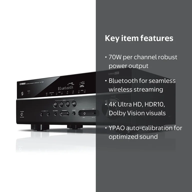Yamaha, 4K Bluetooth AV Receiver 5.1-Channel RX-V385, Black