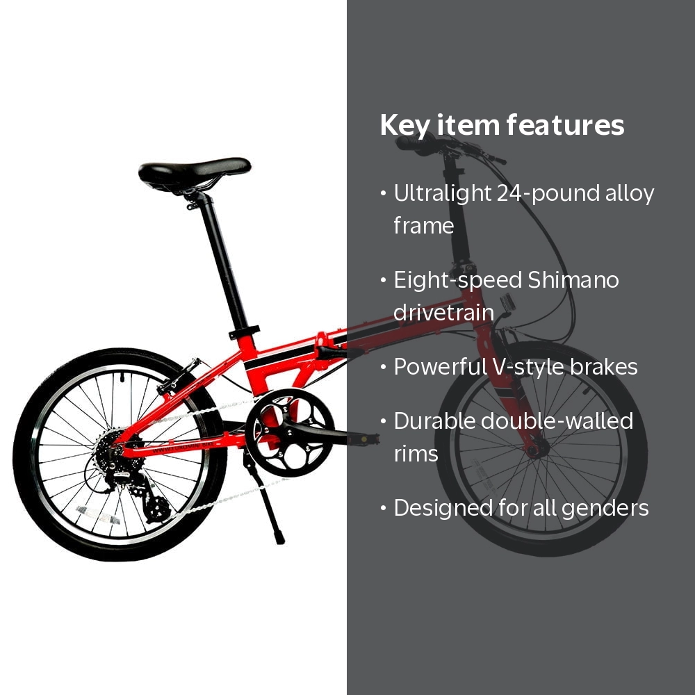 ZiZZO, 8-Speed Aluminum Alloy Folding Bike for all genders
