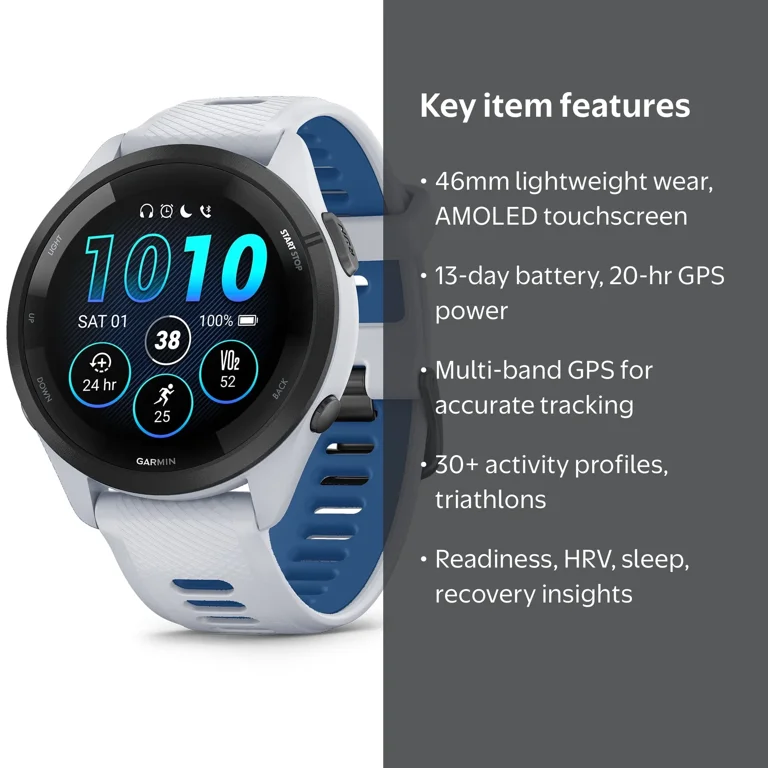 GARMIN, Running Smartwatch, 46 mm, Colorful AMOLED Display