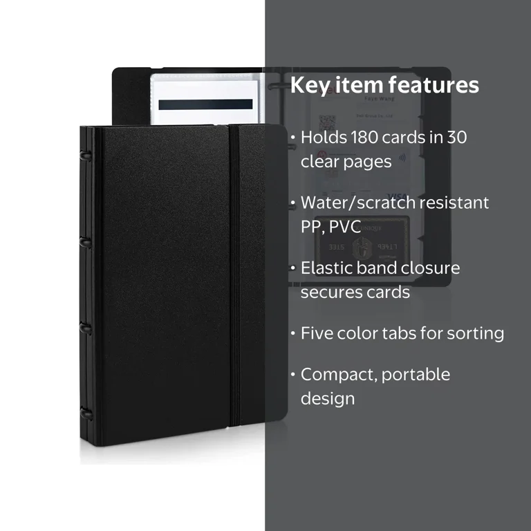 business card binder walmart Deli Book Holder, Business Card Organizer, Name Card Book Holder, Portable Office Business Card Holder, Hold 180 Cards, Black, Adult providing a secure and reliable method to keep your contacts at your fingertips BYSTER 30 Pack 600 Pockets