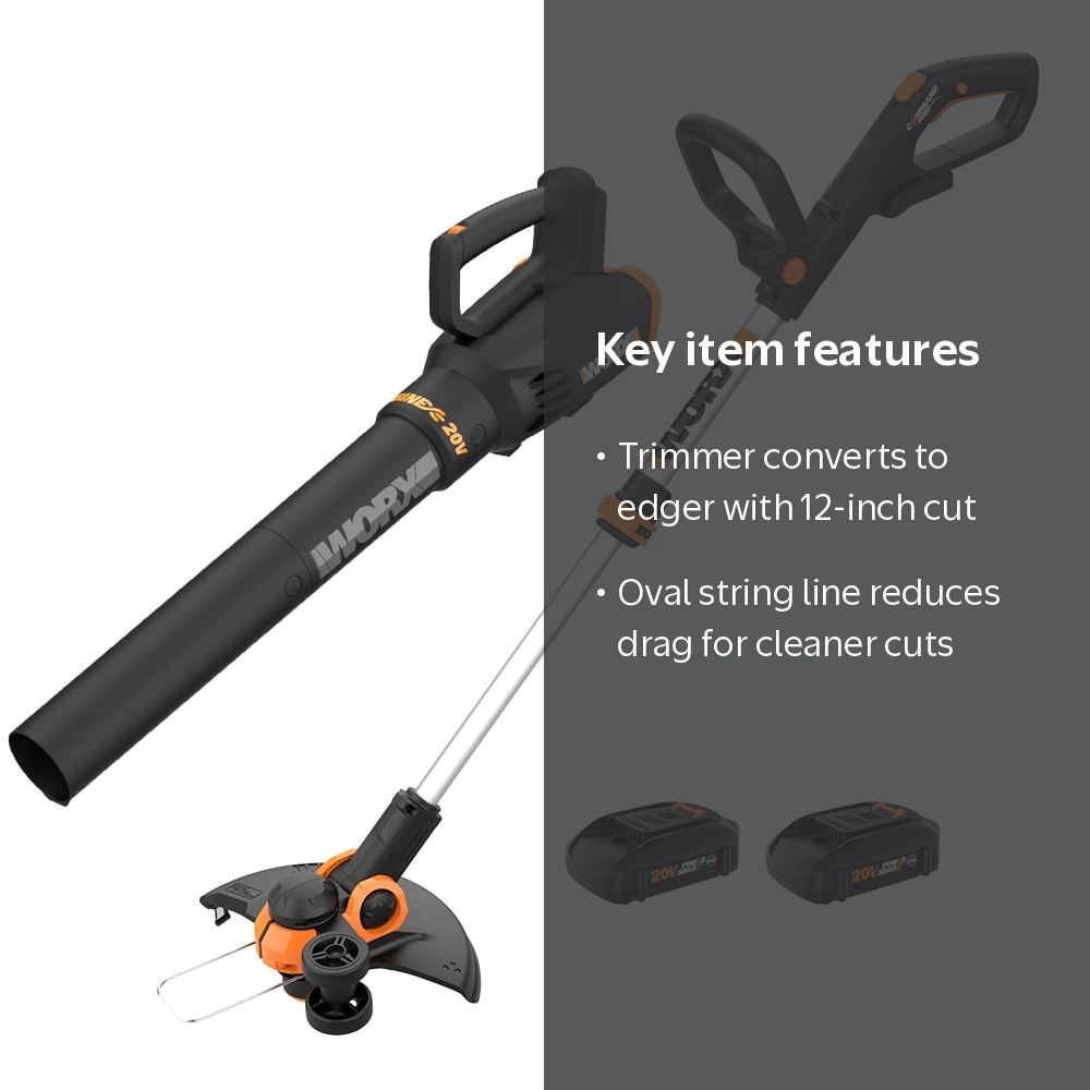 WORX, Trimmer and Blower Combo Kit, Batteries and Charger Included