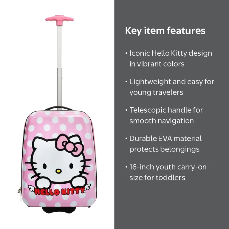 Bioworld, Hello Kitty Luggage, 16 Inch, Pink, Molded EVA Material