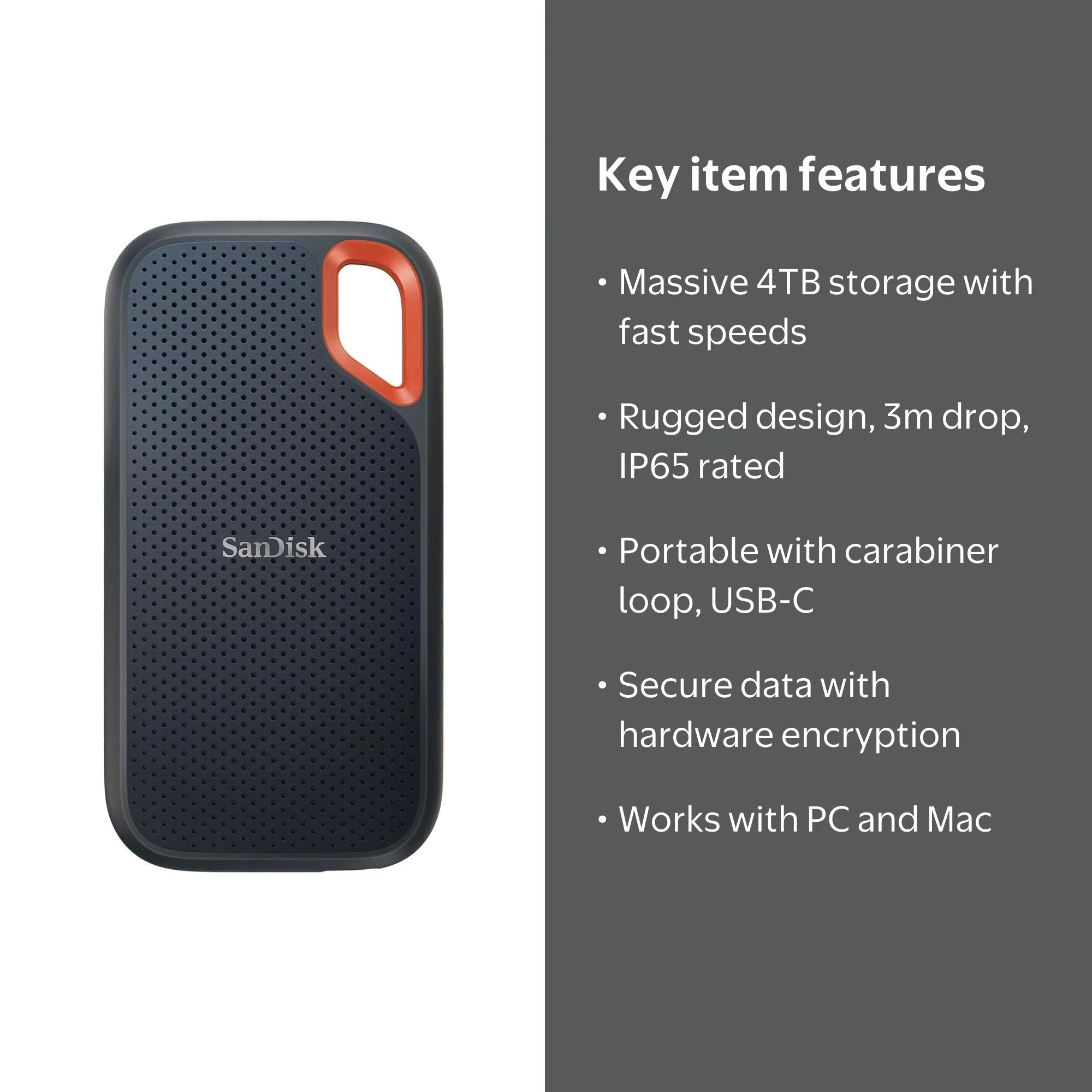 SanDisk 4TB Extreme External Portable SSD - Up to 1050MB/s - USB-C