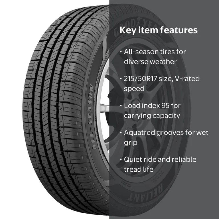 Goodyear Reliant All-Season 215/50R17 95V All-Season Tire Fits