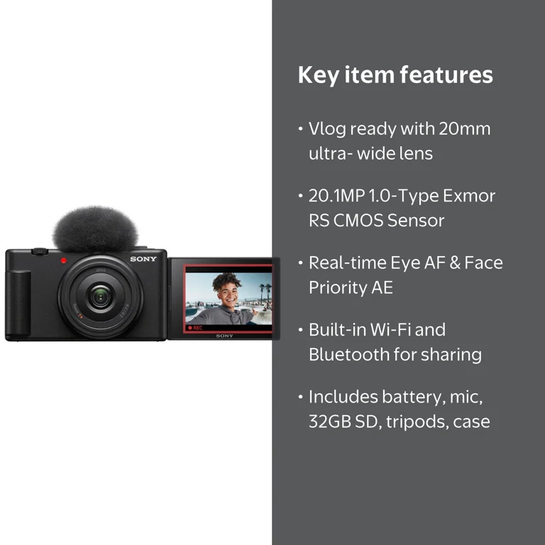 Sony ZV-1F Professional Photography Vlogging Camera with 32GB