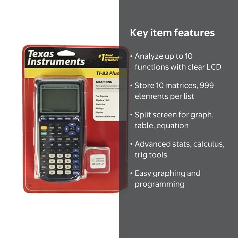 Texas Instruments, Graphing Calculator, TI-83 Plus, White