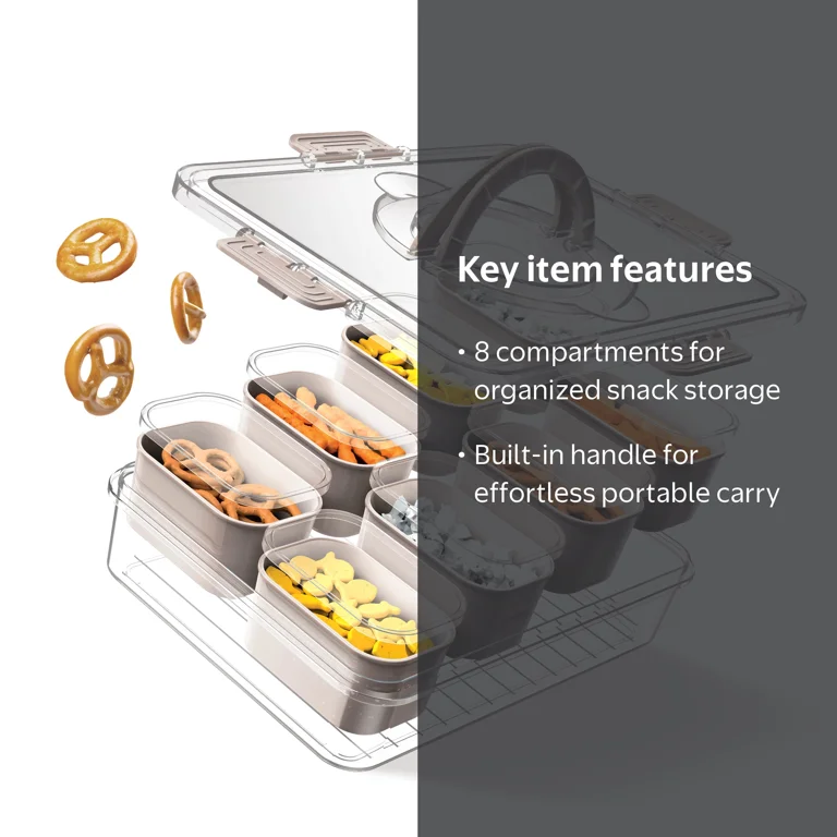 Cook With Color Snackle Box Food Storage, 8-Compartment, Taupe