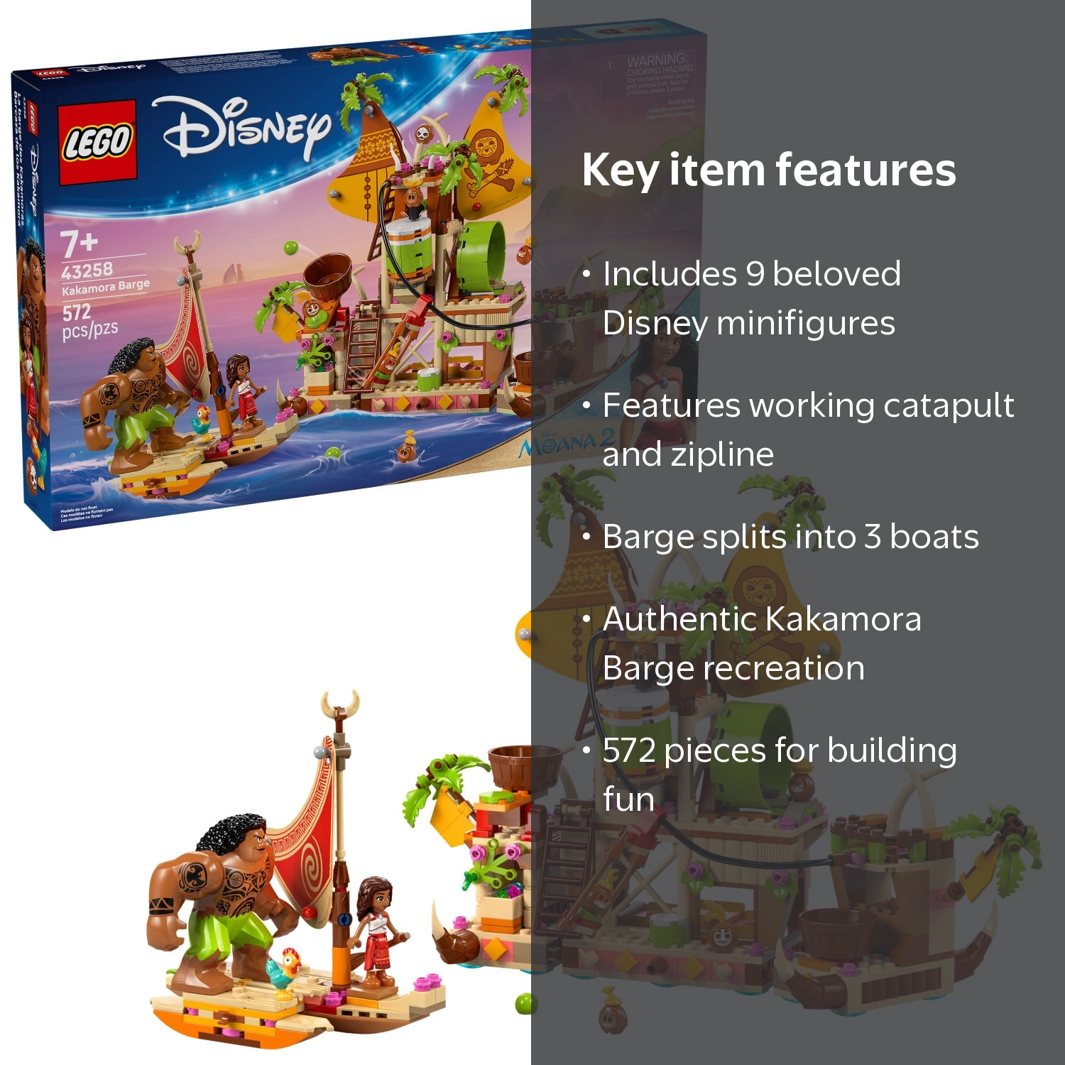 LEGO Disney Moana 2 Kakamora Barge Kids Toy - Pretend Play