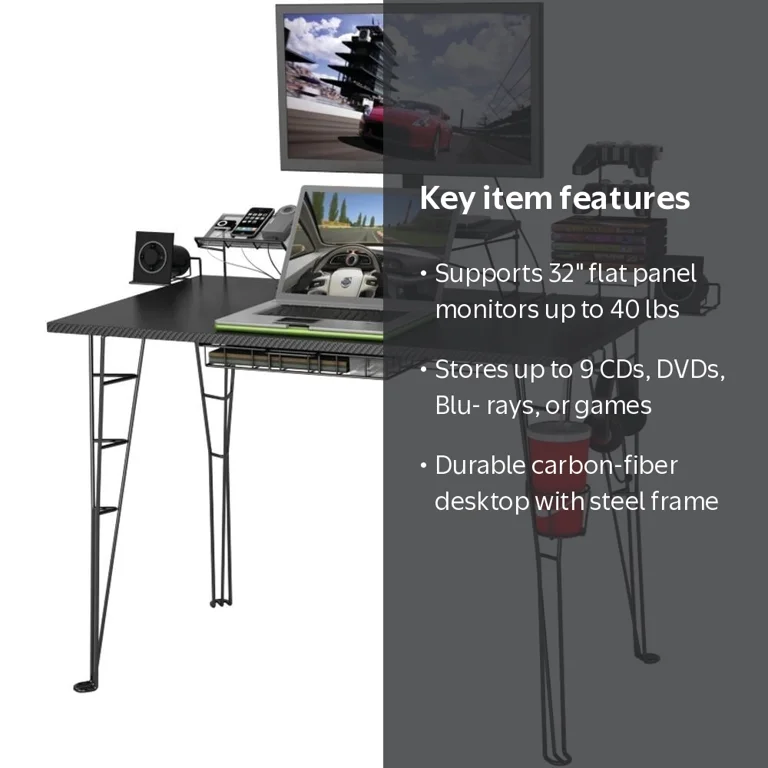 Atlantic Gaming Desk 33935701, Black Carbon Fiber - Walmart.com
