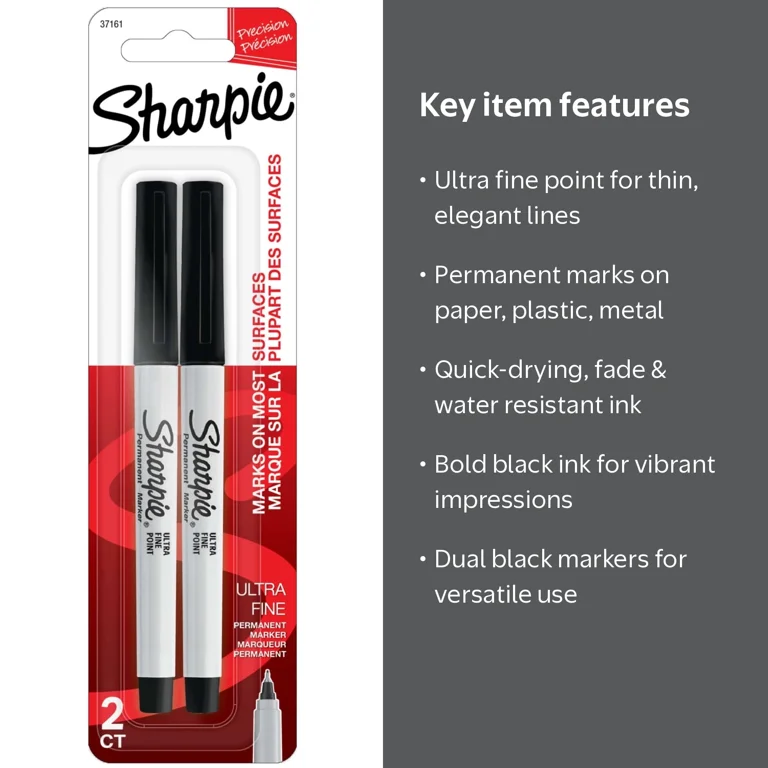 Sharpie, Permanent Marker, Ultra Fine Point, Black, 2pk - Walmart.com