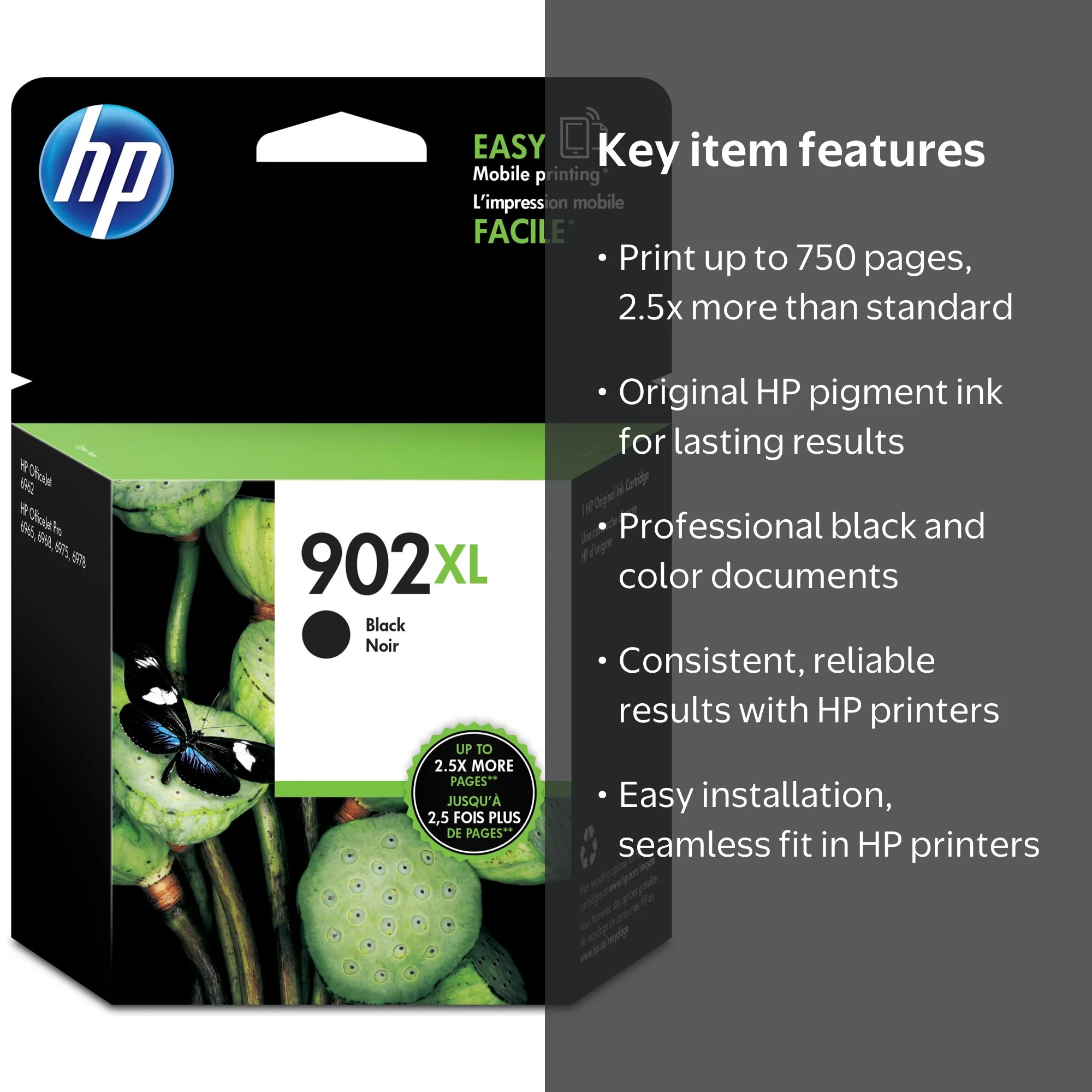 HP 902XL High Yield Black Ink Cartridge (T6M14AN) for OfficeJet