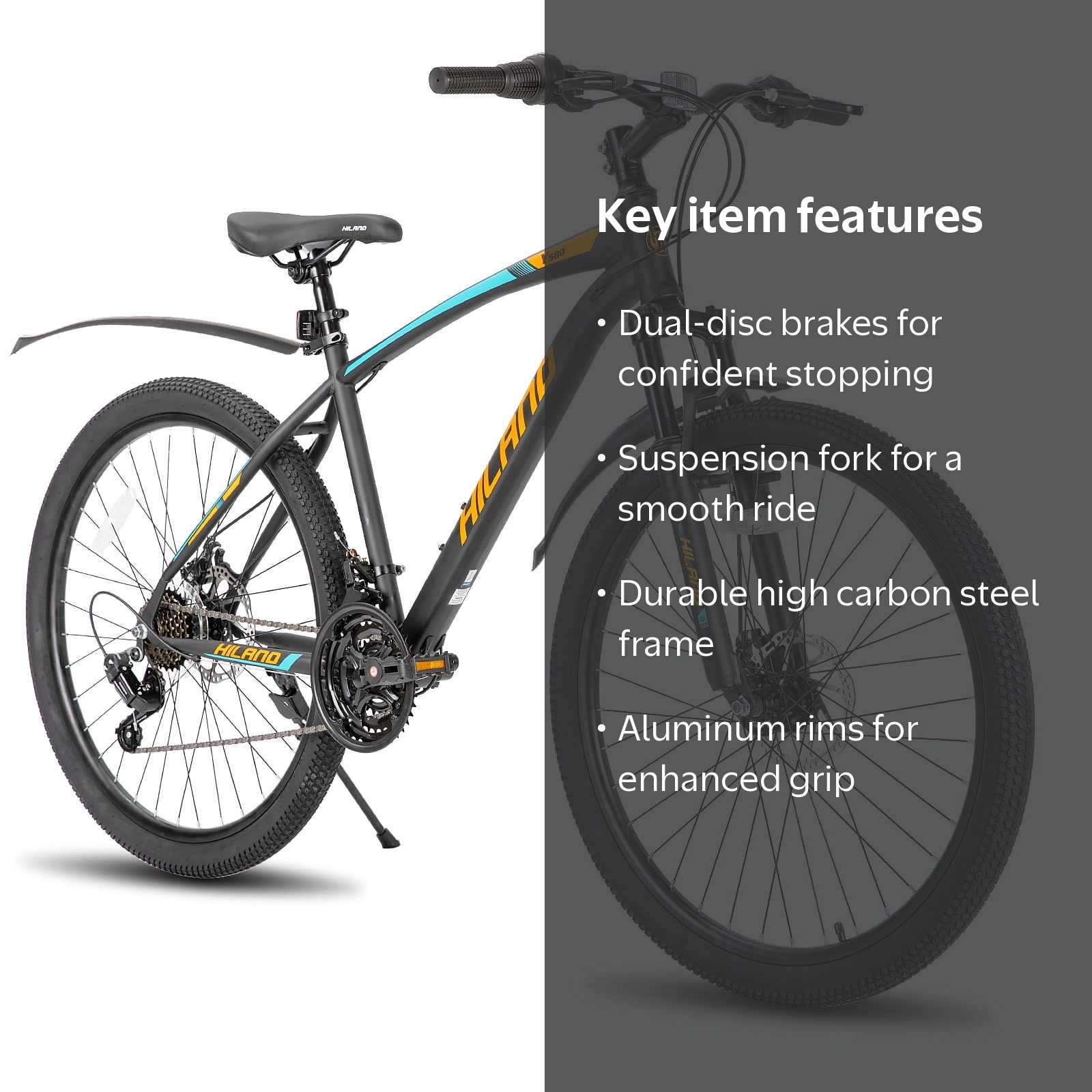 Hiland 26/27.5 In. MTB w/ FULL ADULT GEARS, 21 Speed Shimano, Dual