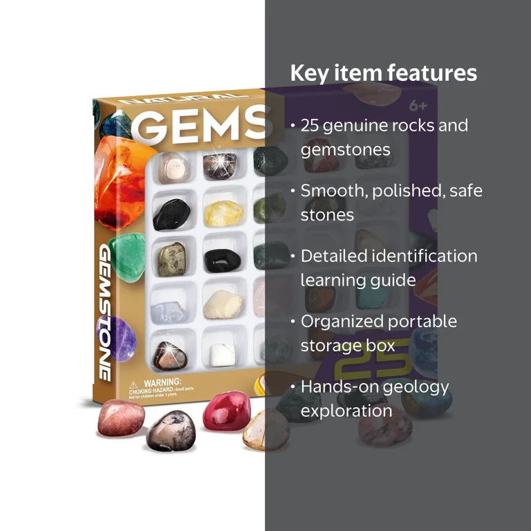 XXTOYS Rocks Collection, 25PCS Rock and Mineral Set for Kids