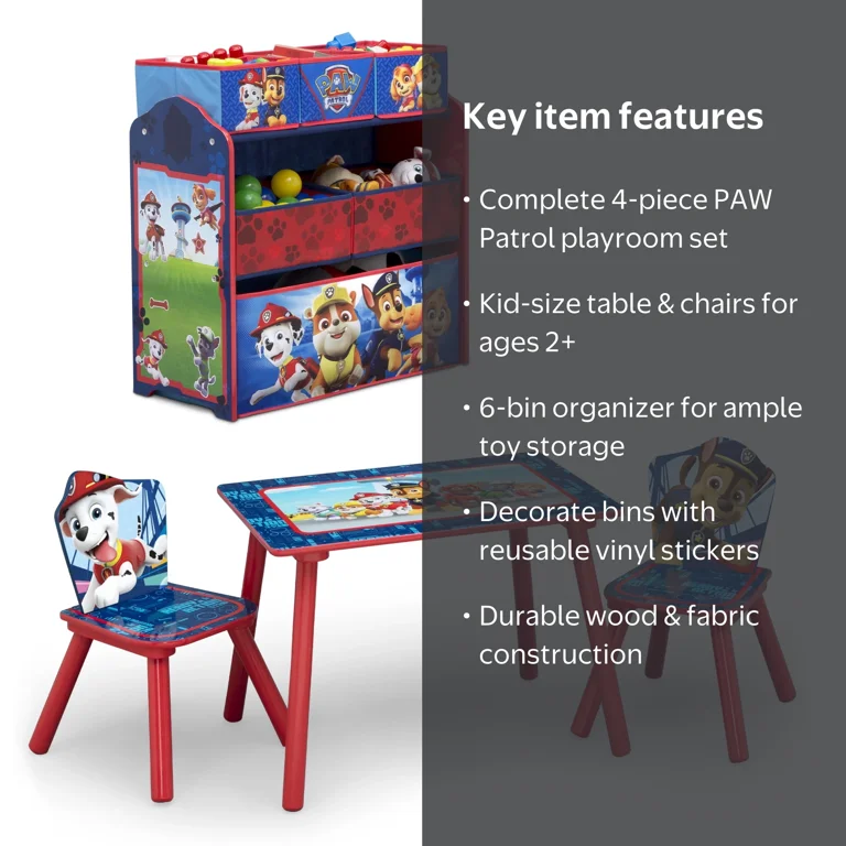 ベビーナーサリー❤アニマルデカール❤棚❤️シェルフ❤️ウォールラック❤ピンク Paw Patrol 4-Piece Toddler Playroom Set – Includes Table, 2 Chairs