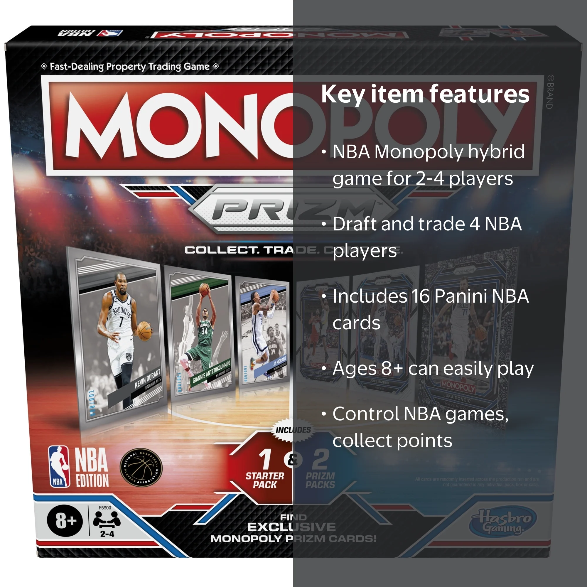Monopoly Prizm NBA Edition: Basketball Board Game with Panini NBA