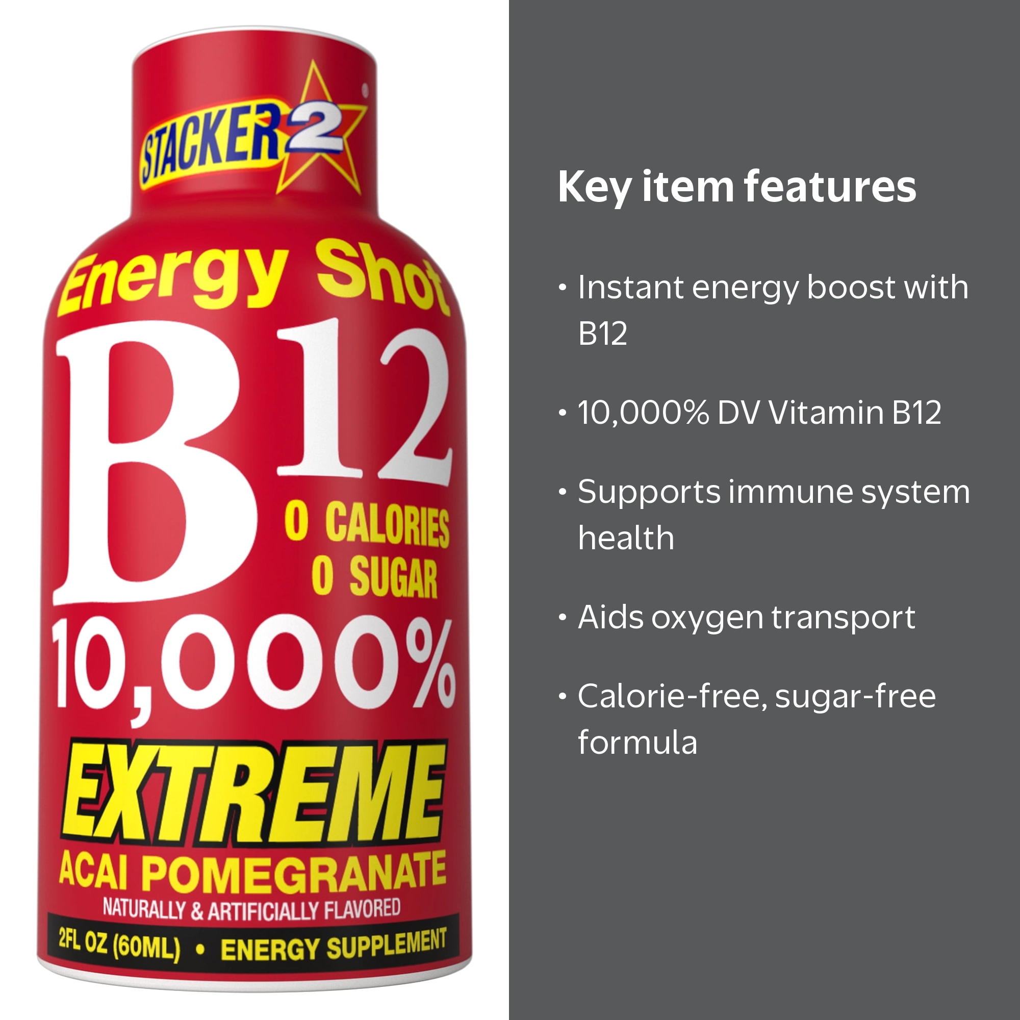 b12 injections energy boost cheapest prices near me Stacker 2 10,000% Shot Acai Pomegranate, 2 fl oz, 6 count 6 best vitamin B12 supplements
