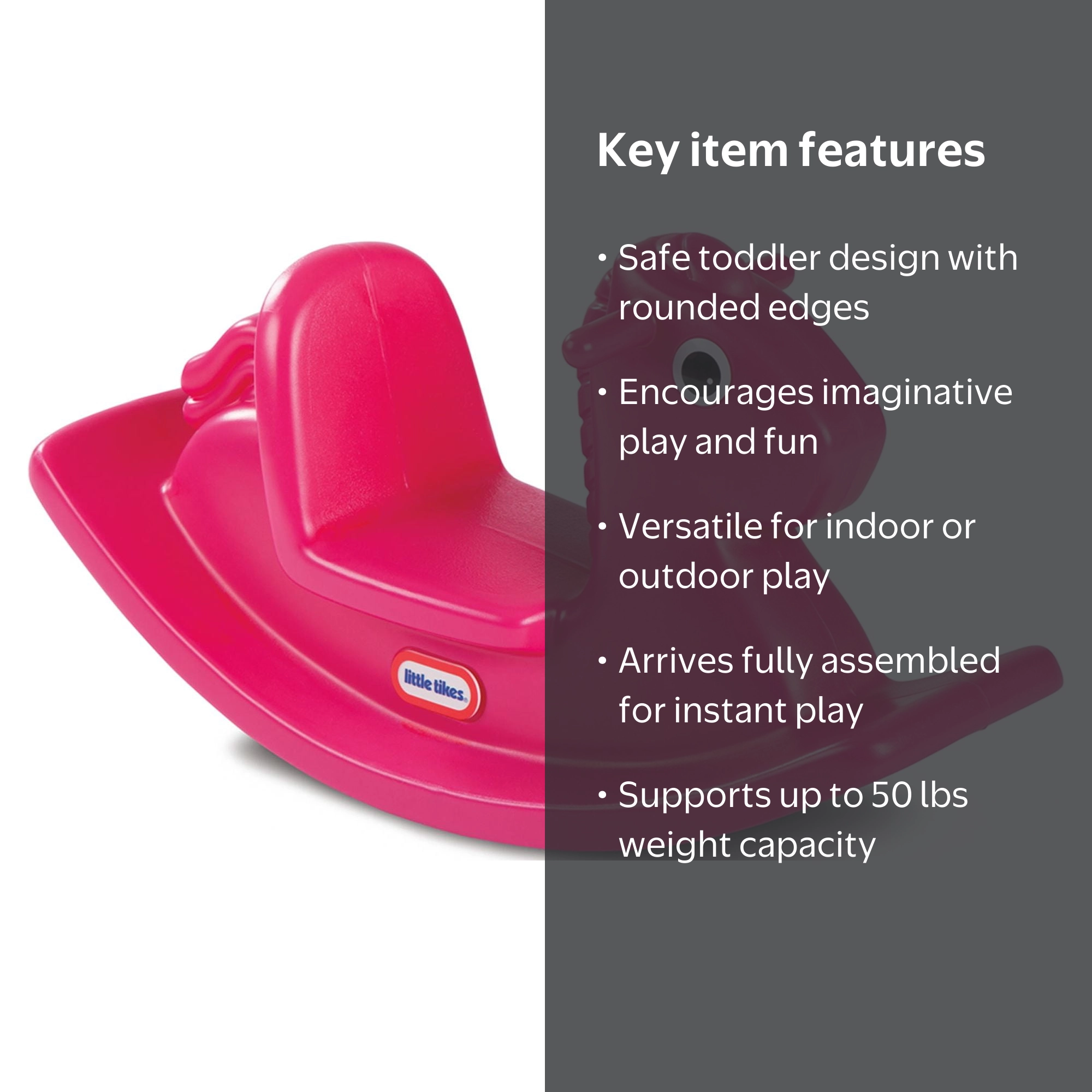 Little Tikes Kids Rocking Horse in Magenta, Indoor Outdoor Toddler