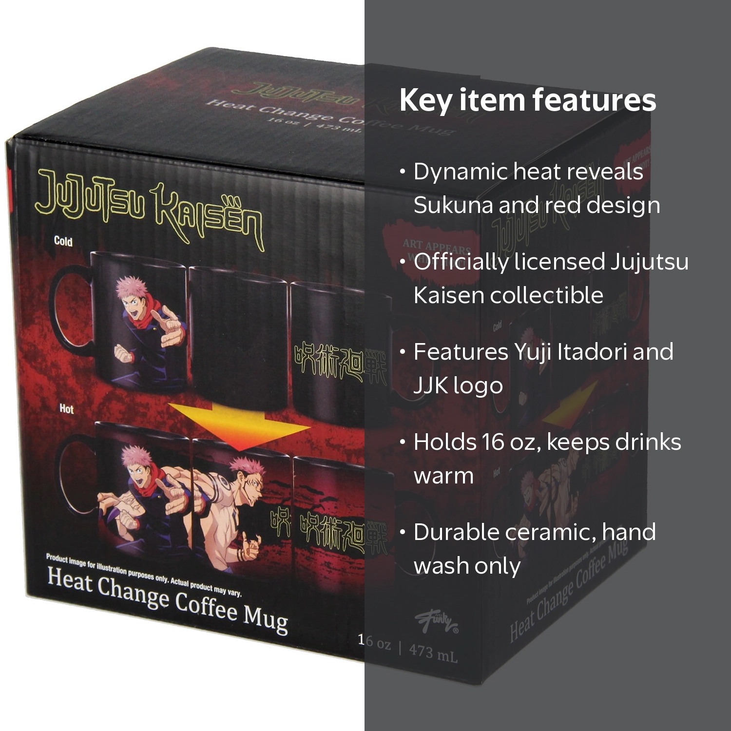 Jujutsu Kaisen, Anime Mug, 16 OZ, Heat Reactive Color Changing