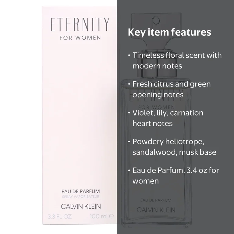 Calvin Klein Eternity, Eau de Parfum, Perfume for Women, 3.4 Oz