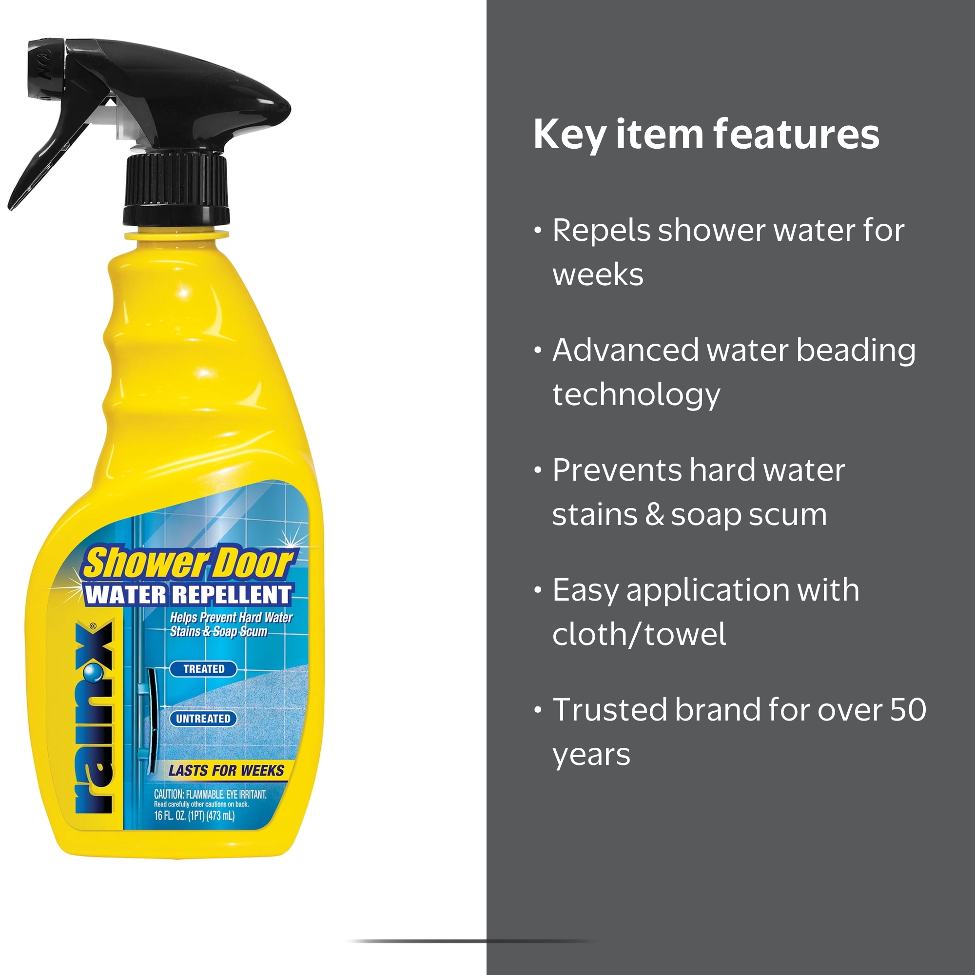 Rain-X, Shower Door Water Repellent, 16 oz, Water Beading