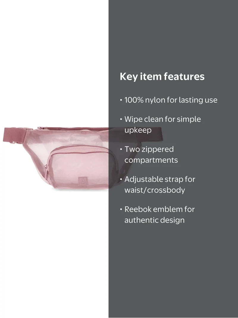 Reebok Women's Dusty Rose Crossbody Fanny Pack Bag with Adjustable