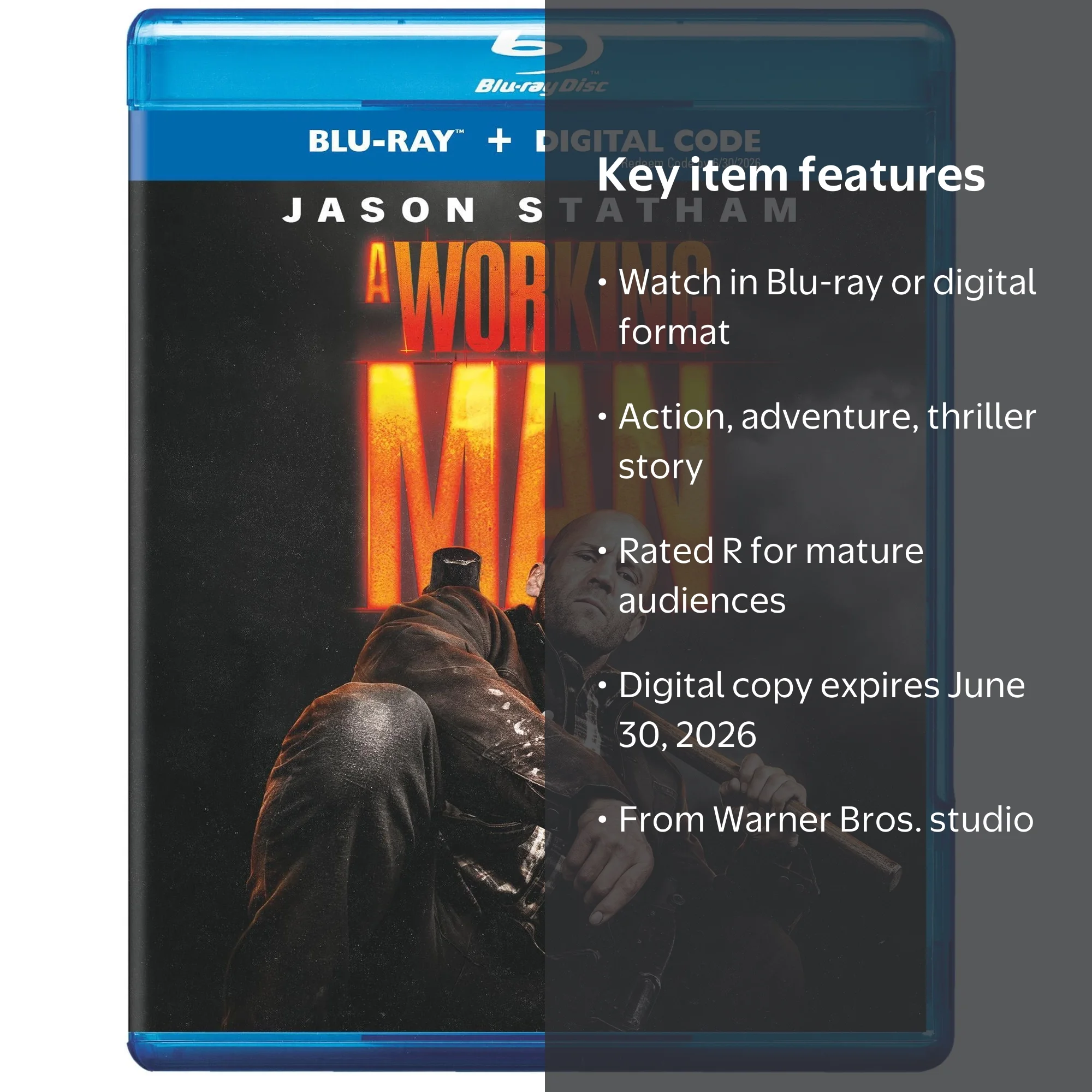 SDS A Working Man Blu-ray Digital Copy Action Thriller Rated R