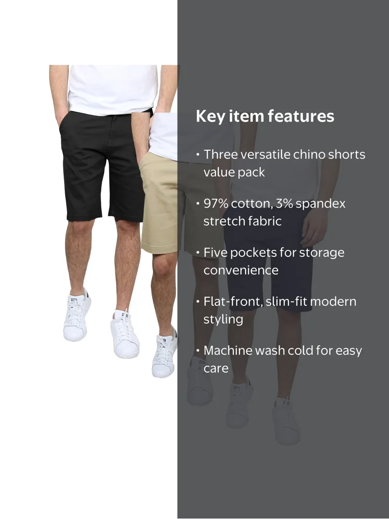 Mens Slim-Fit 5-Pocket Stretch Cotton Chino Shorts with Elastic