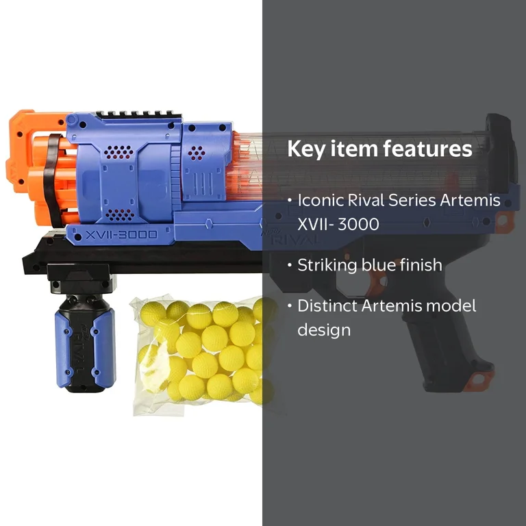 Nerf Rival Artemis XVII-3000 Blue, Blue Foam Blaster - Walmart.com