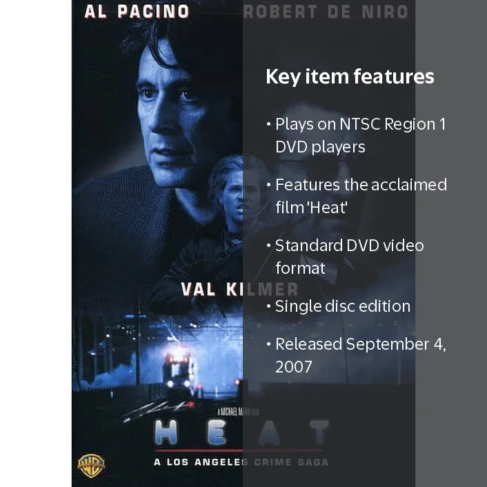 Warner Bros., Heat [DVD], NTSC Region 1, DVD-Standard, 1 Disc