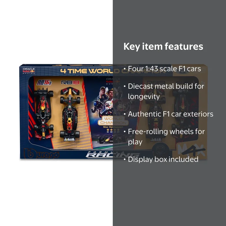 Bburago 1:43 Scale Formula Racing Oracle Red Bull 4 Piece Set