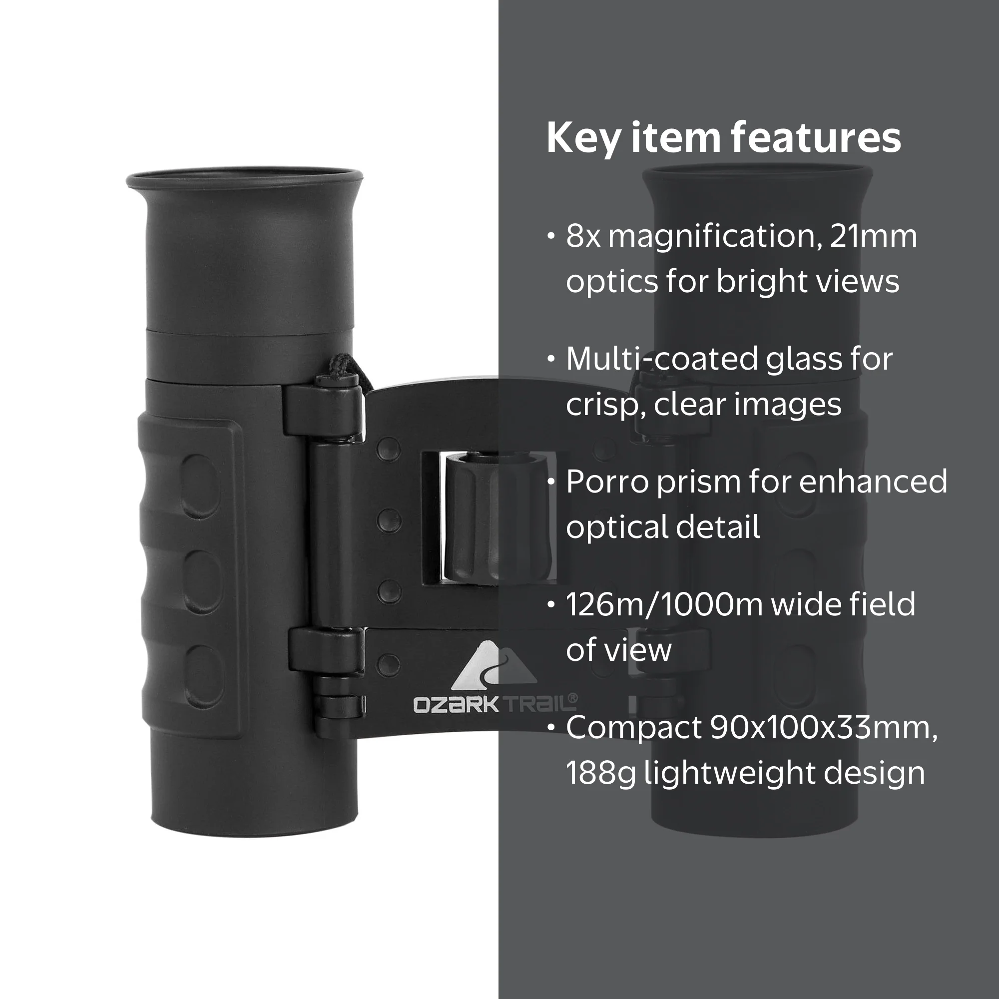 Ozark Trail 8x21 Lightweight Binocular, Black - Walmart.com