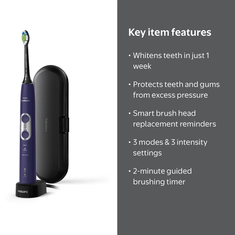 Sonicare, Electric Toothbrush, Deep Purple, Whitening, Pressure