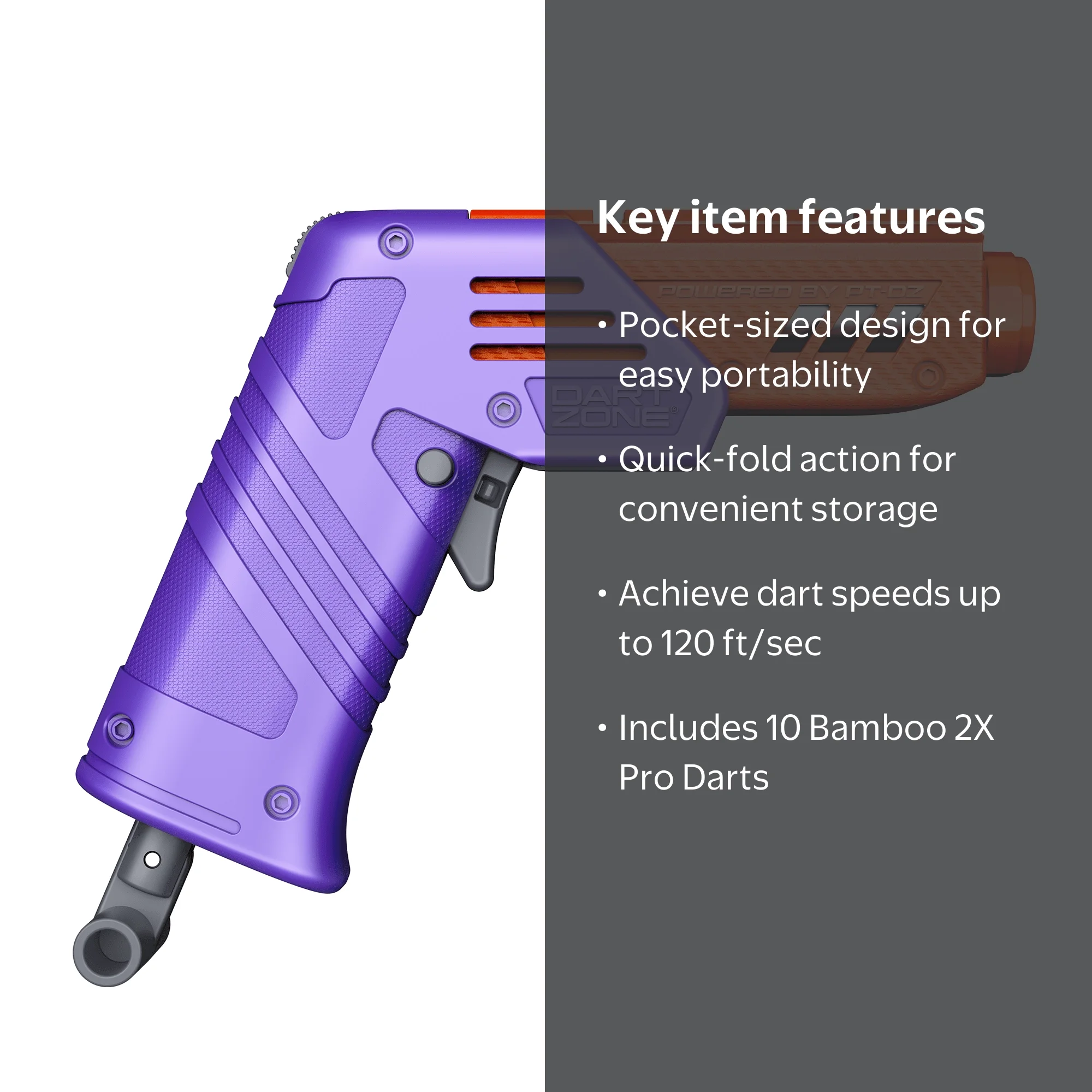 Dart Zone Max Solo Pro Foam Dart Blaster, Pocket-sized, 120 ft/sec
