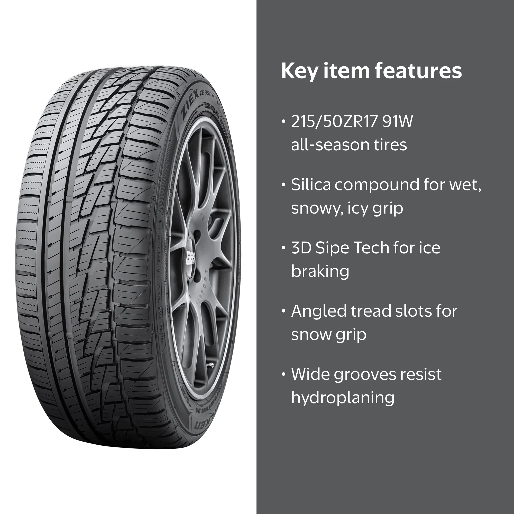 Free Shipping! Falken All Season Tire 215/50ZR17 91W Ziex ZE950 A
