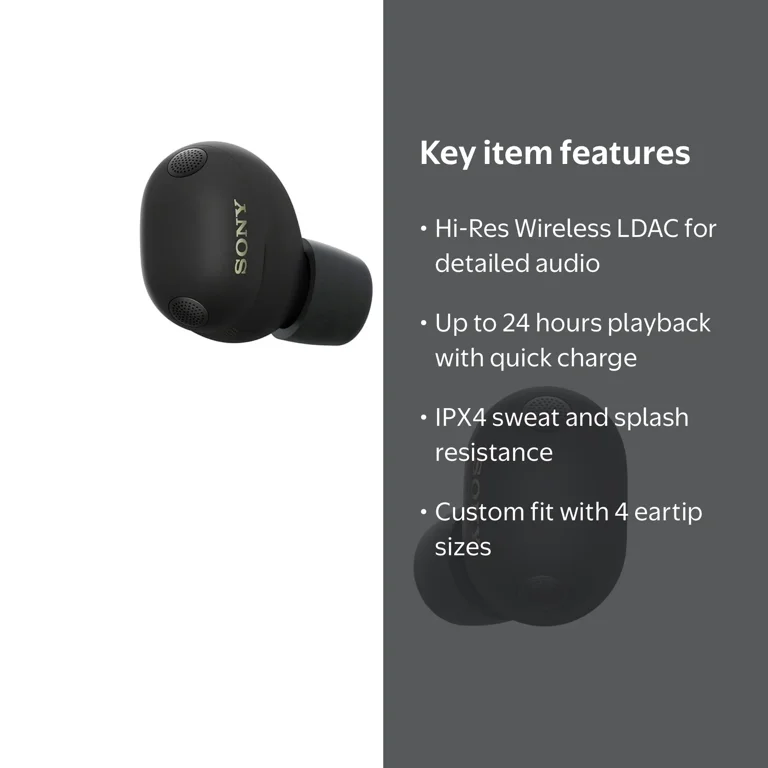 Sony, WF-1000XM6 True Wireless Noise Cancelling Earbuds, Black