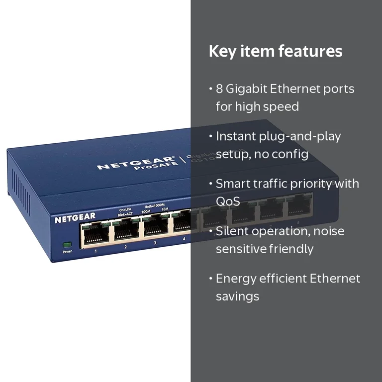 NETGEAR Unmanaged Switch GS108 本体 NETGEAR 8-Port Gigabit Ethernet Unmanaged Switch, GS108 - Walmart.com
