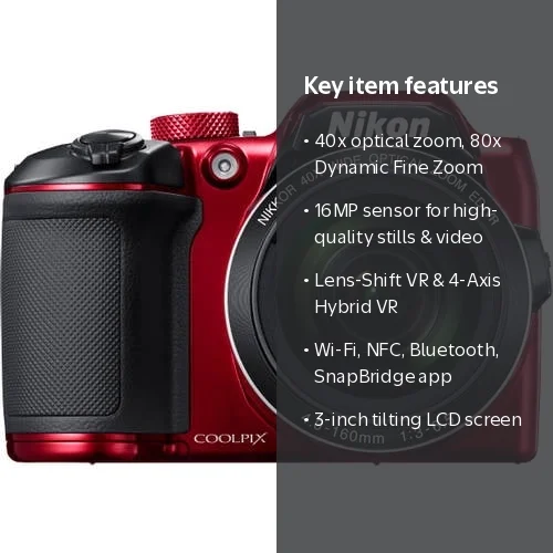 Nikon COOLPIX B500 Point Shoot Digital Camera, 16 Megapixels, 40x Nikon COOLPIX B500 Point Shoot Digital Camera, 16 Megapixels, 40x