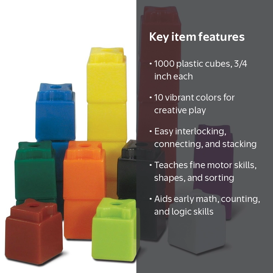 hand2mind Interlocking UniLink Math Linking Cubes, Plastic Cubes
