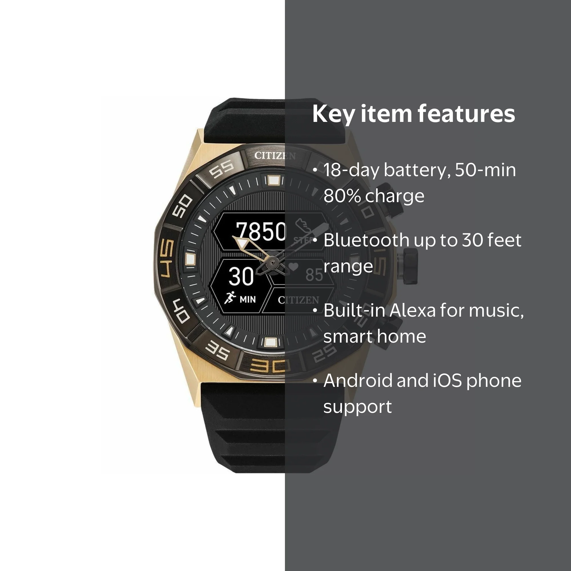 Citizen CZ Smart Hybrid Gen-2 Sport Smartwatch - Walmart.com