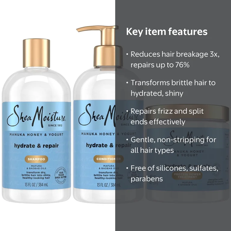 SheaMoisture Shampoo and Conditioner Set 13 fl oz Hydrate + Repair